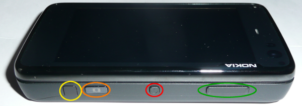 N900 IR sensor, rear camera button, power button, +/- volume button